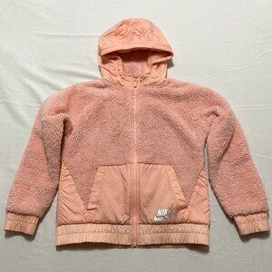 Nike Pink Sherpa Hooded Zip-up Size Kids Medium
